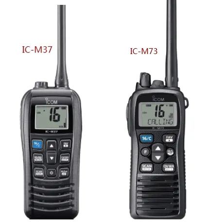 comparison of the IC-M37 and IC-M73 walkie-talkies